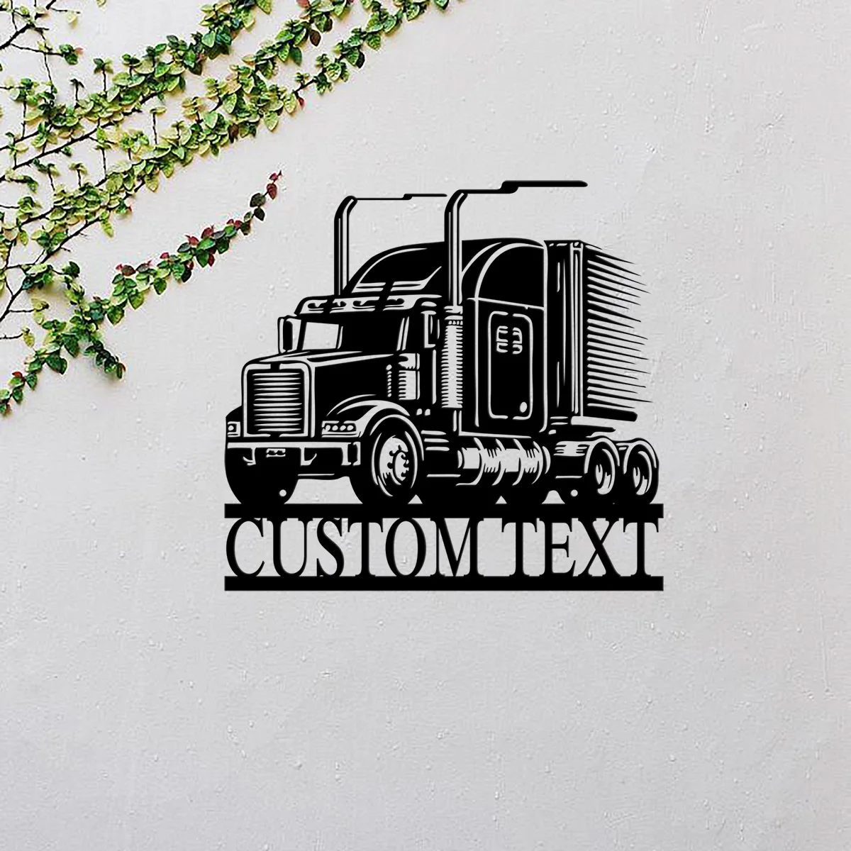 Custom Semi Truck Metal Wall Art, Personalized Trucker Name Sign Home Decor, Sign, Decoration Hanging For Home Circle