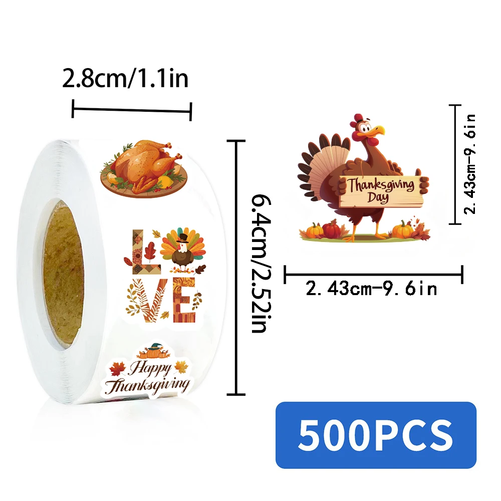 500 قطعة عيد الشكر تجعيد الشعر ملصقات الختم DIY بها بنفسك تركيا الكرتون Photocard Kawaii جيدة الحصاد Waterproo مذكرات سجل القصاصات ملصق ﻿