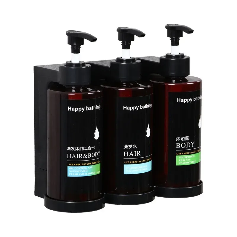 

Wall Mounted Manual Soap Dispensers Hotel Shampoo and Shower Gel Separate Bottles Wall Mounted No Punching Hand Sanitizer Boxes