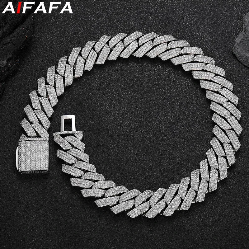 Width 25mm Cuba Chains Bracelets Necklace for Men and Women 3 Row Full Zircon Hip Hop 2 Color Hand Neck Chain Fashion Jewelry