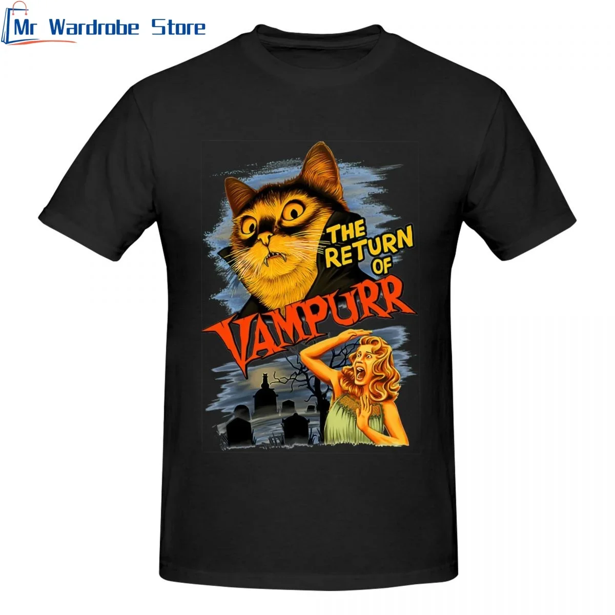 Cat The Return Of Vampurr T Shirts Casual Tee Shirt Short Sleeve Crew Neck T-Shirt Novelty Funny Summer Clothing