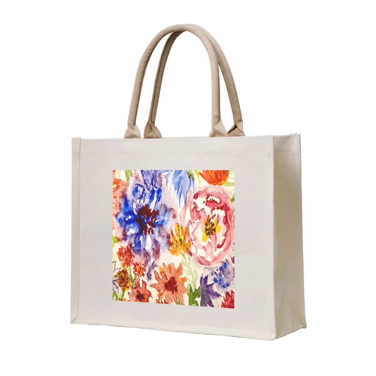 

Watercolor Floral Blooms Tote Bag canvas tote bag bags woman 2025 shopper bag woman supermarket folding