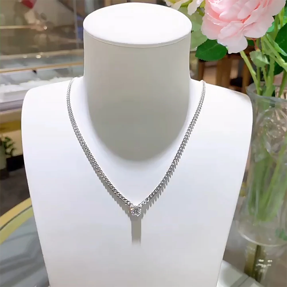 Serenity 1-3ct D Moissanite Necklace for Women Man Gift S925 Sterling Silver 3mm Width Cuban Chain Pendant Necklace Fine Jewelry