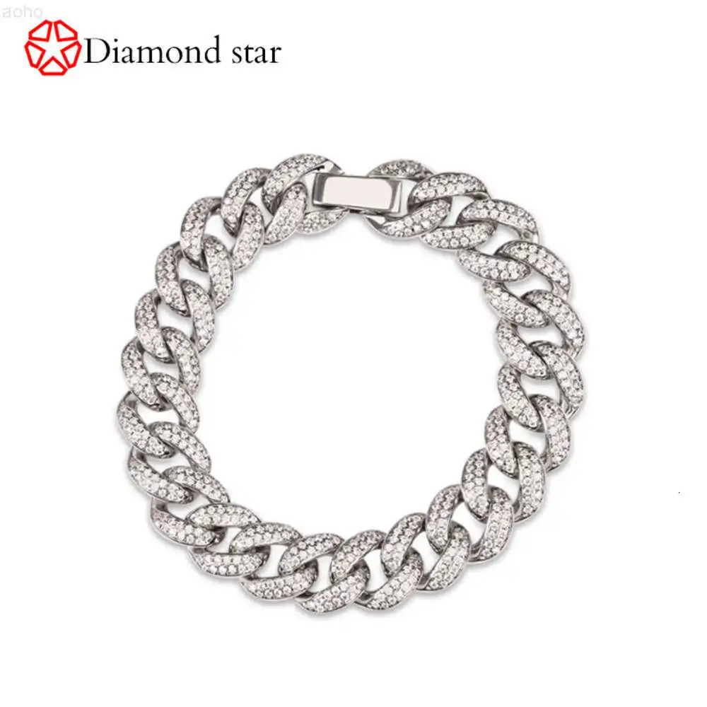 Unisex 925 Silver Cuban Bracelet Vs d Moissanite Cuban Link Bracelet Customized Hiphop Cuban Link Chain Diamond Tennis Bracelets