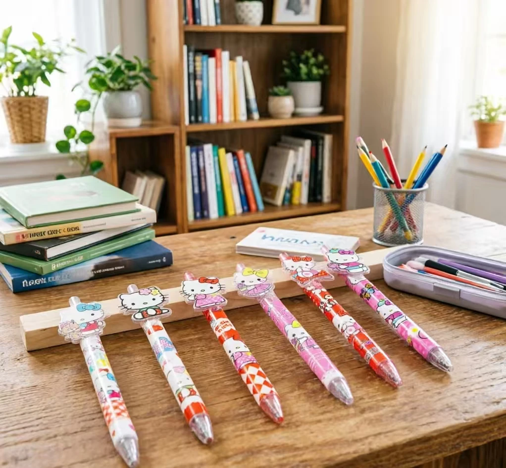 Cute Hello Kitty Gel Pen 0.5mm Acrylic Press Ballpoint Pen Kawaii Stationery for School Office Student Gift Journaling Supplies view 5