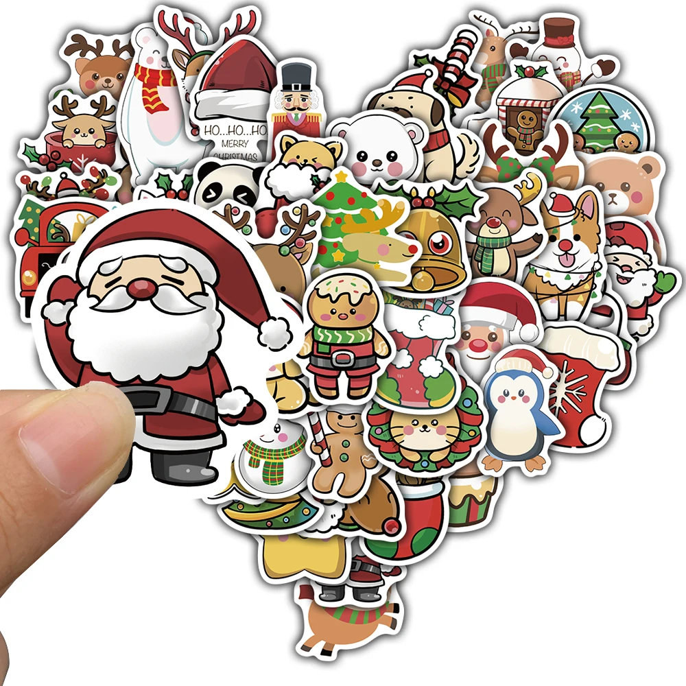 50 قطعة عيد الميلاد الكرتون ملصق تخصيص الإبداعية مقاوم للماء دراجة نارية دراجة الفن الغيتار ملصقات الكمبيوتر المحمول عادية الزخرفية