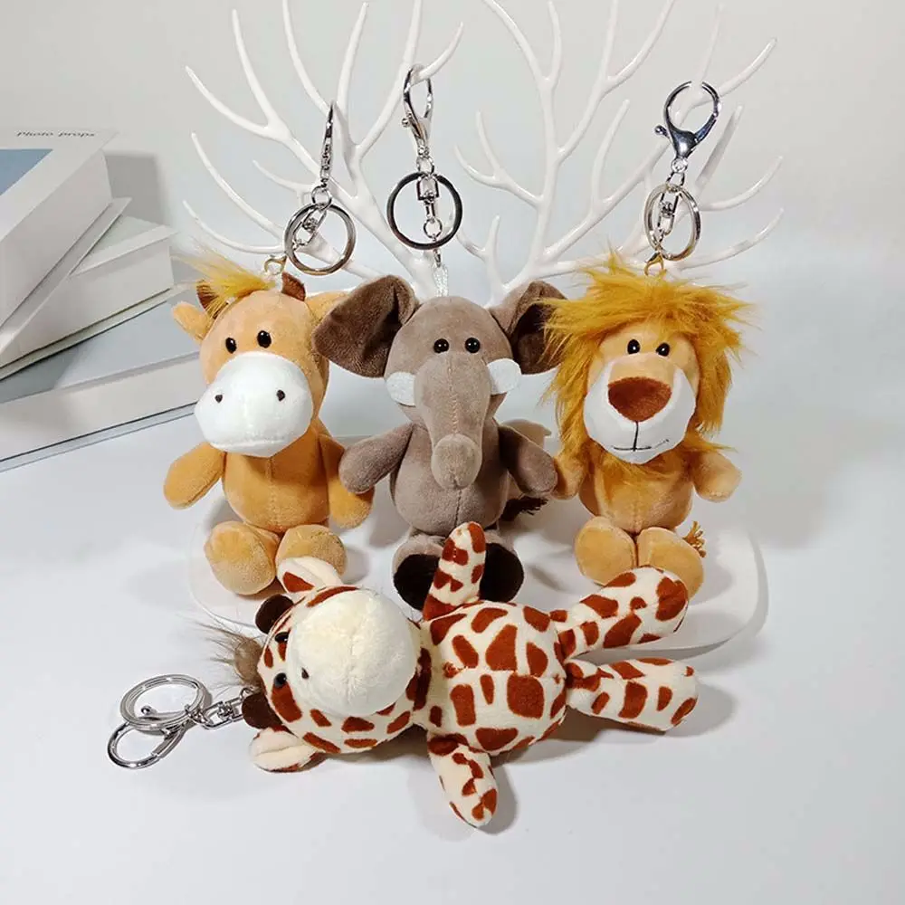 Cartoon Birthday Gifts Key Ring Lion Elephant Ornament Key Chain Animal Plush Toy Plush Keychain Stuffed Toys Plush Dolls