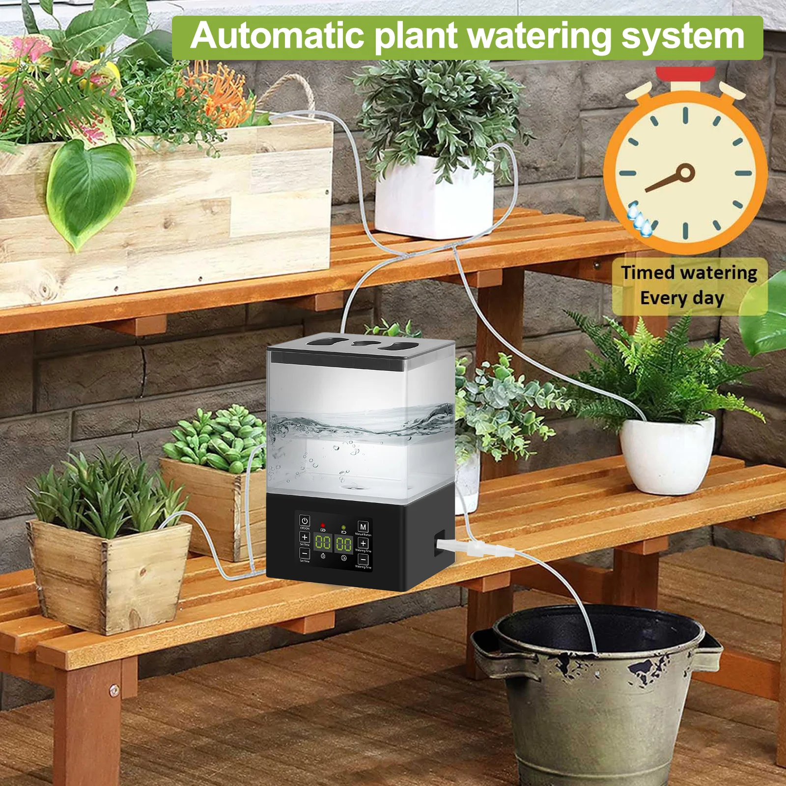 Potted Plants Automatic Watering System 1.3L Tank Home Drip Irrigation Plant Watering Auto Timer for Flowers Plant Garden Tools