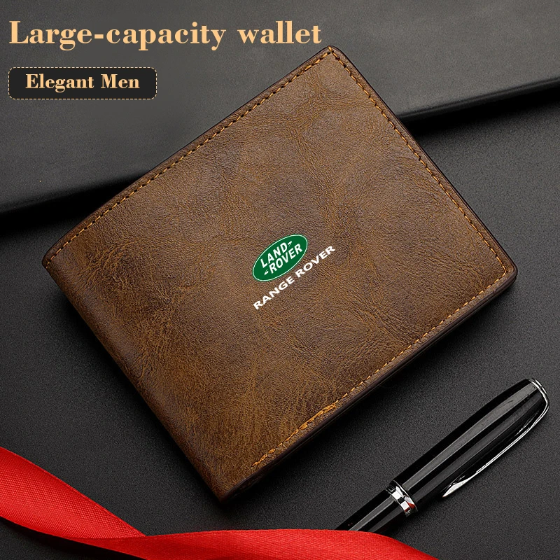 Car Logo Men's Business Wallet Bank Card Case Coin Case ID Card For Land Rover Freelander 2 LF Discovery 3 Range Rover Evoque 3