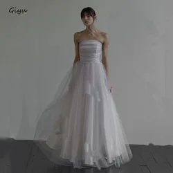 Giyu Fairy A-line Long Prom Dresses Tulle Satin Korean Wedding Dresses Photoshoot Corset Princess Prom Gowns Formal Dresses 2024