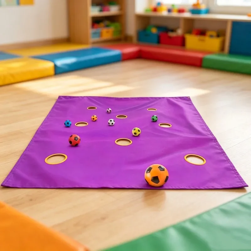 Kit de jeu de lancer de balles avec tapis à trous, balles multicolores assorties, pour entraînement de travail d'équipe en groupe, ensemble d'activités interactives pour fêtes intérieures et extérieures