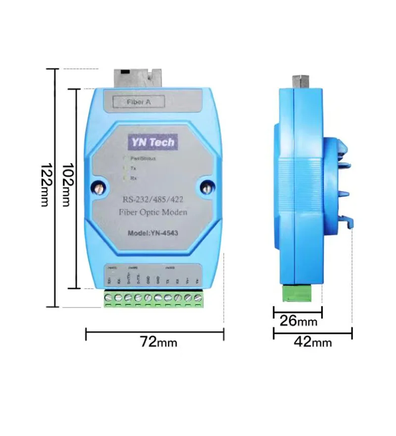 YN4543 Serial Port Optical Modem RS485 to Fiber Bidirectional 485 Optical/Fiber Transceiver SC Industrial Grade