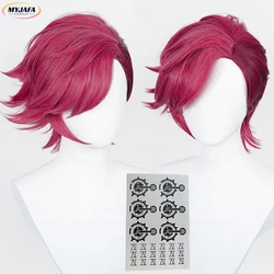 Alta qualidade jogo lol arcane vi peruca cosplay vi profunda rosa 30cm curto resistente ao calor do cabelo sintético role play anime perucas + peruca boné