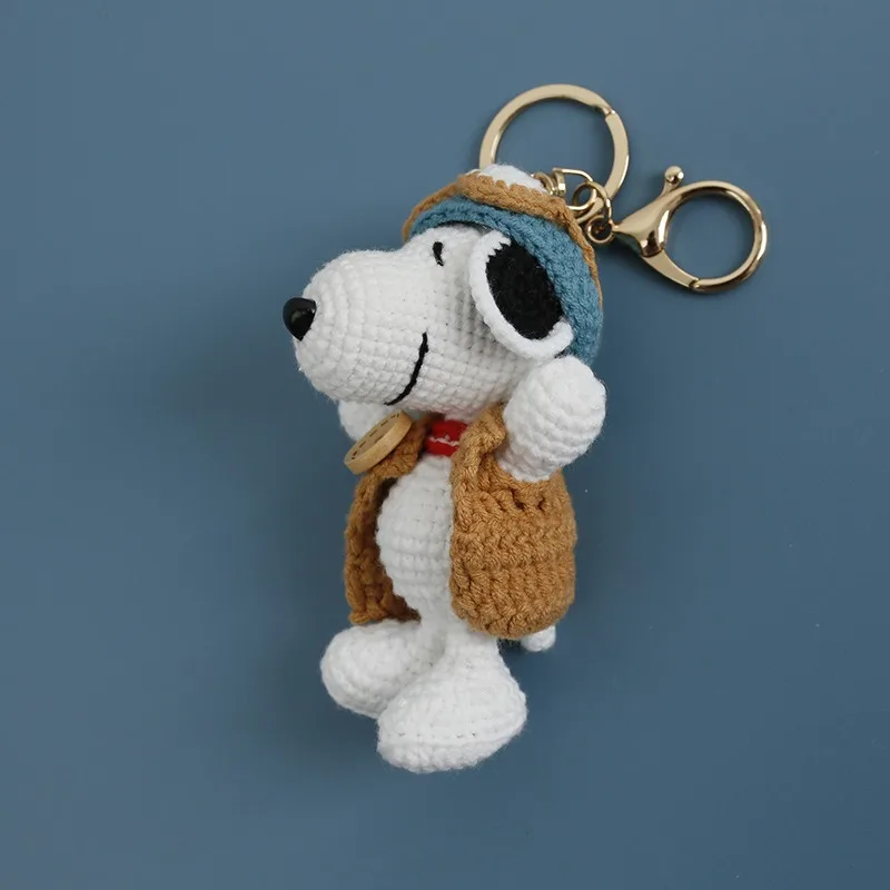 Leuke hond handgemaakte geweven breigaren sleutelhanger wollen draad haak weven gehaakte pop decoratie creatief verjaardagscadeau