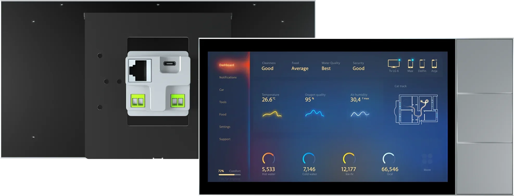 Smart Home Systems 8 Inch Horizontal/ Landscape Touch Screen Control Panel with Physical Buttons