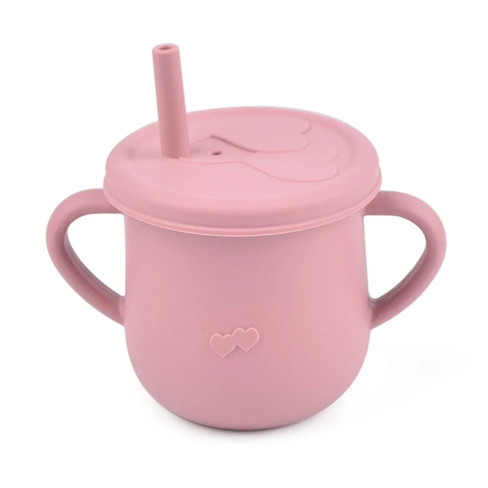 

New Anti-Hot Baby Feeding Cups Leakproof Snacks Sippy Cup with 2 Handles Drinks Silicone Cups