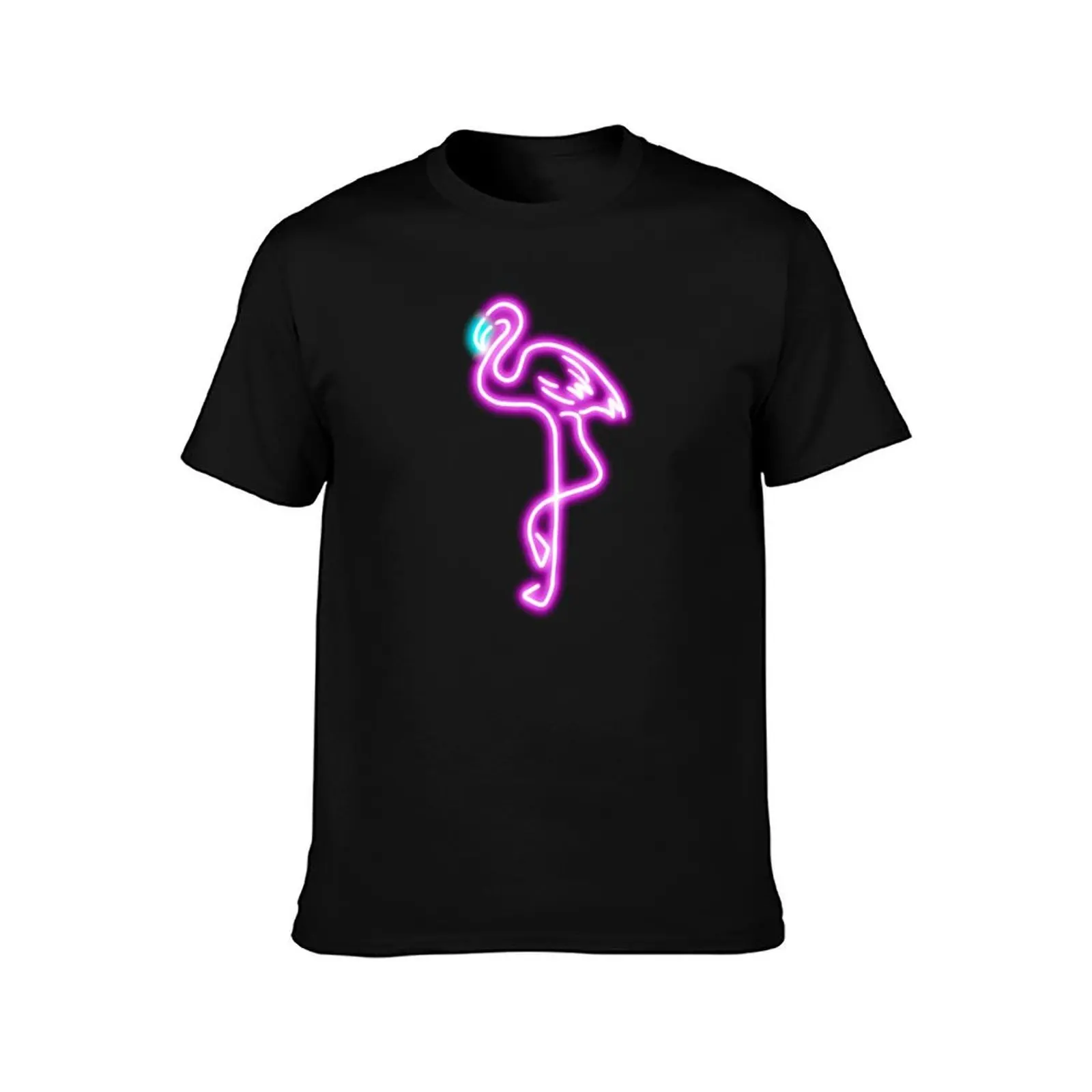 Neon flamingo T-Shirt animal prinfor boys vintage graphic tee kawaii clothes anime shirts men