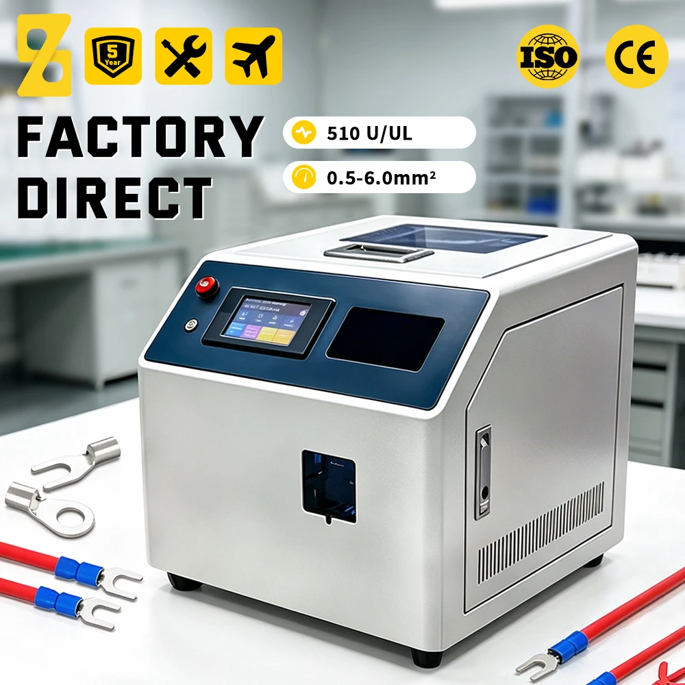 Touch Screen Automatic U/O Cold Press Terminal Crimping Machine 0.3-6.0mm² 1000pcs/h Dual-side Crimping Equipment
