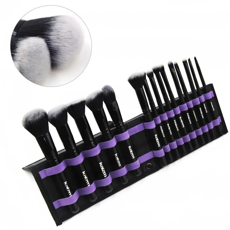 15 Make-up-Pinsel-Set, schwarz, mit Pinseltasche, Foundation-Pinsel, Lidschattenpinsel, Beauty-Tools, komplettes Set