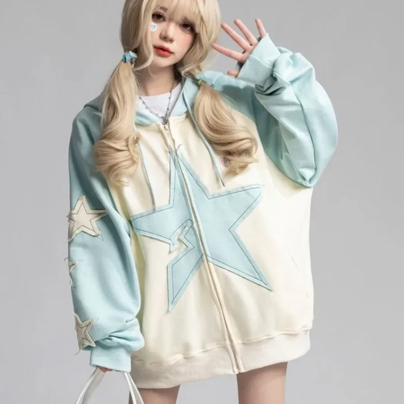 

Deeptown Japanese Y2k Hoodie Women Preppy Style Kawaii Oversize Star Sweatshirts Korean Fashion Hoodies Cute Streetwear Vintage