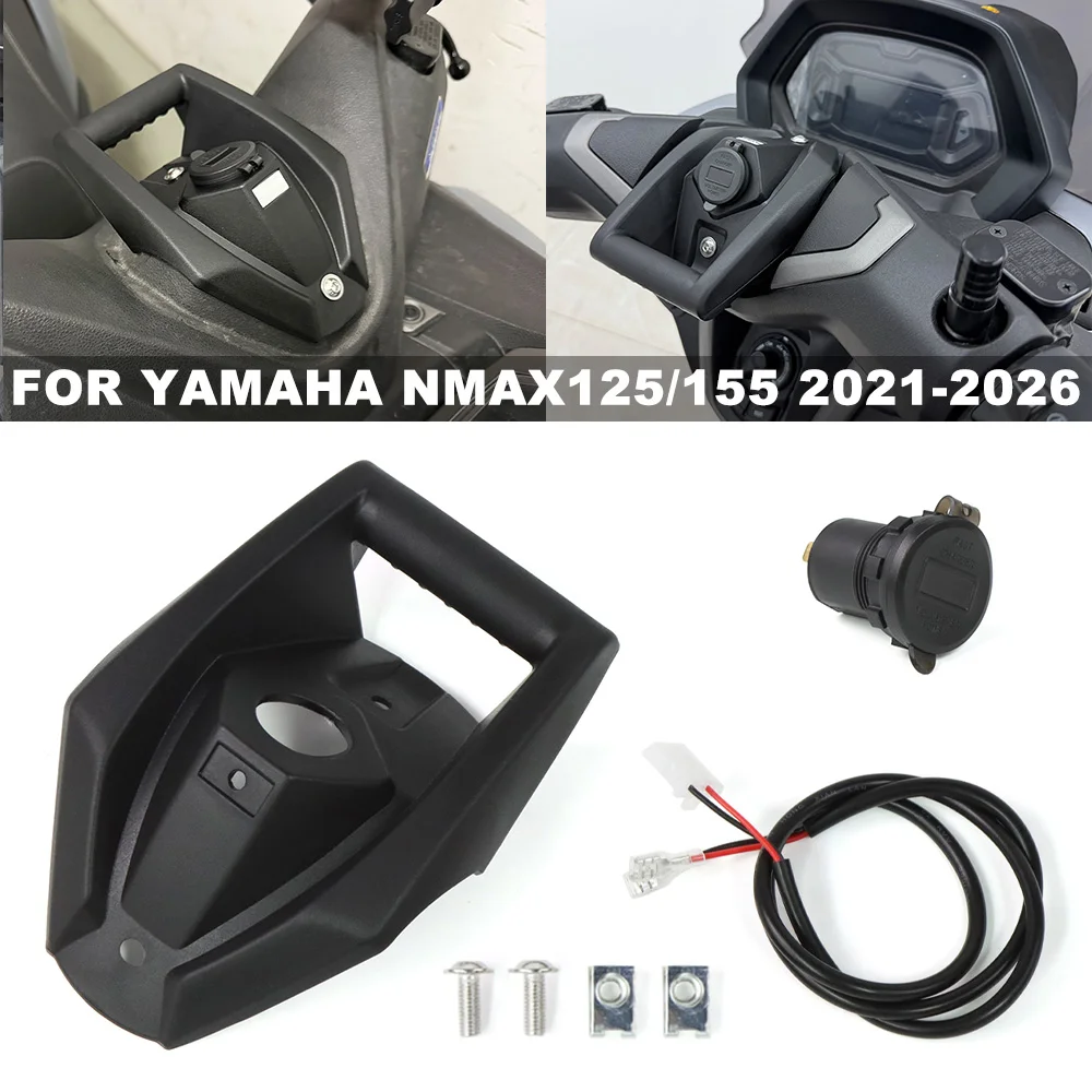 Für YAMAHA NMAX155 NMAX125 2021-2026 Motorrad-Handyhalterung mit GPS-Navigation und USB-Ladeanschluss, Halterung und Ständer
