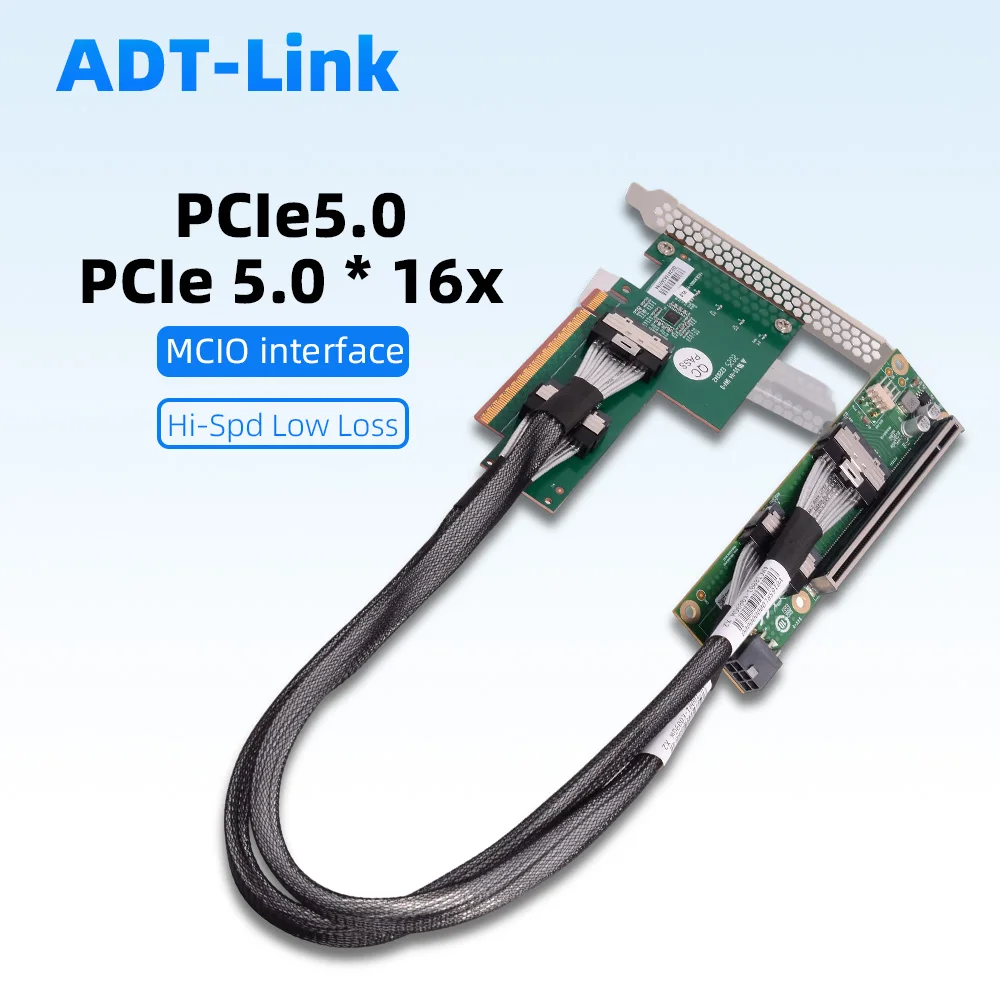 

PCIe 5.0 X16 Adapter Card MCIO To PCI-E 5.0 Riser Backplane for Independent Graphics GPU External Expansion NIC/X16/X Split8