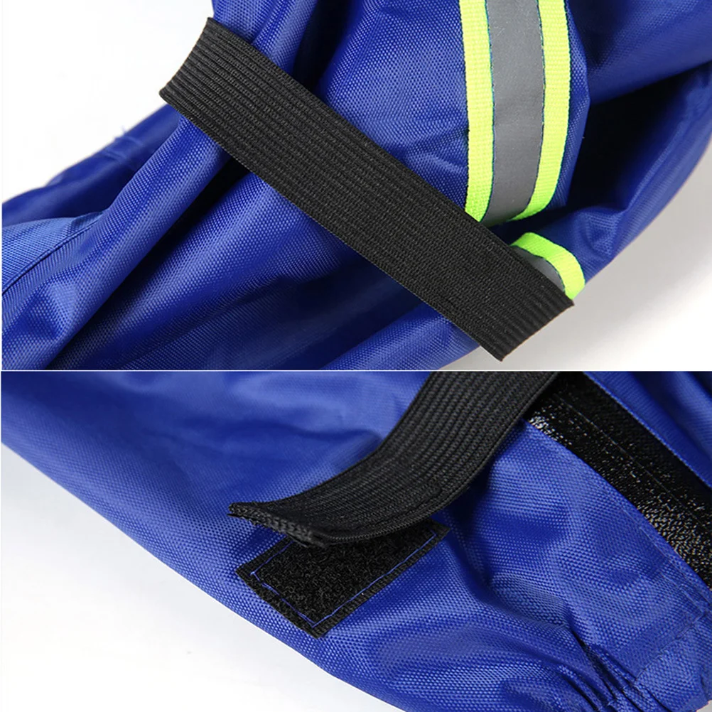 

1 пара водонепроницаемых чехлов для обуви из ткани Оксфорд со светоотражающей регулируемой лентой, высокие дождевые ботинки, синий размер M для дождя и снега на открытом воздухе