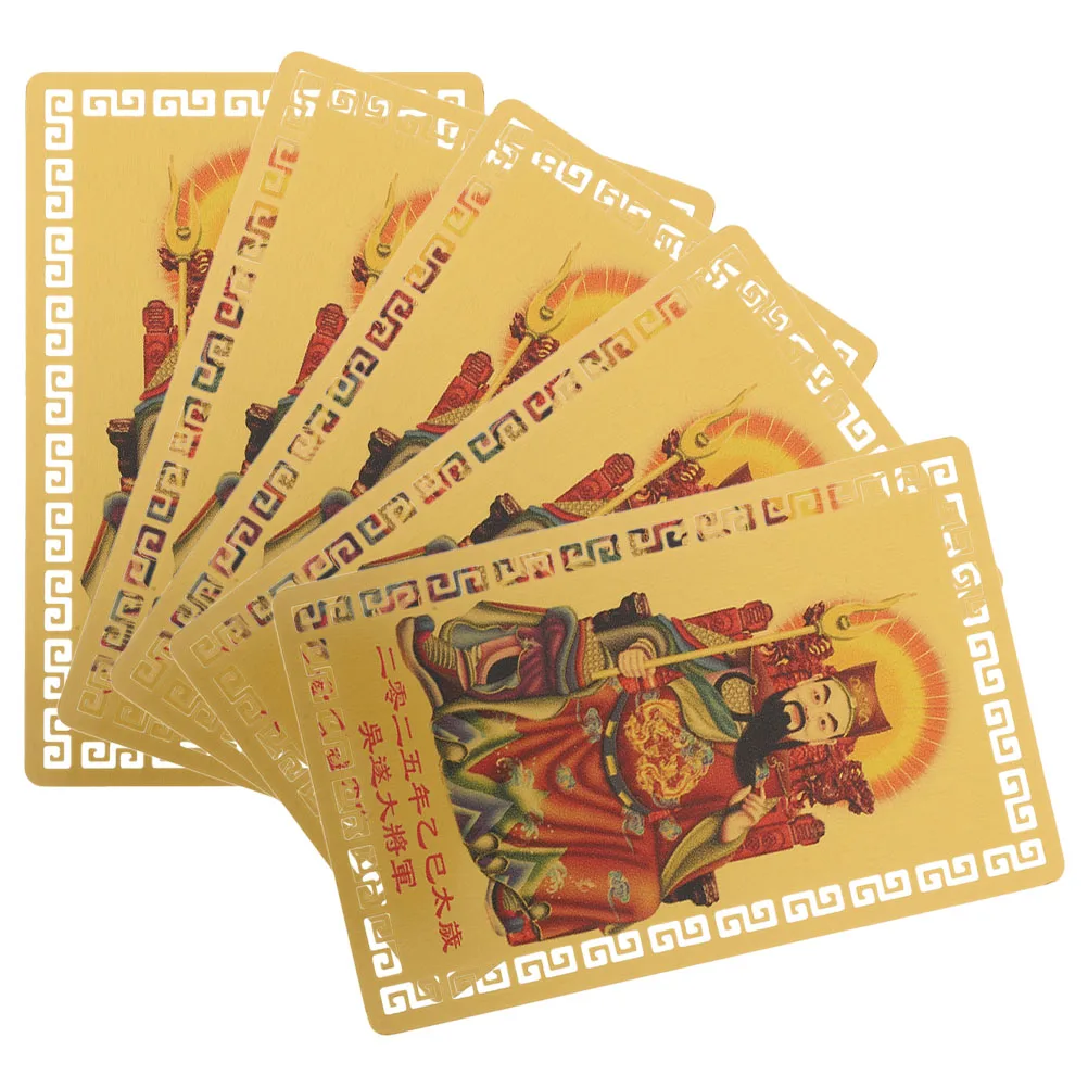 

5pcs Tai Sui Gold Card Chinese Auspicious Amulet Feng Shui Metal Luck Aluminum-magnesium Alloy Decor Protection