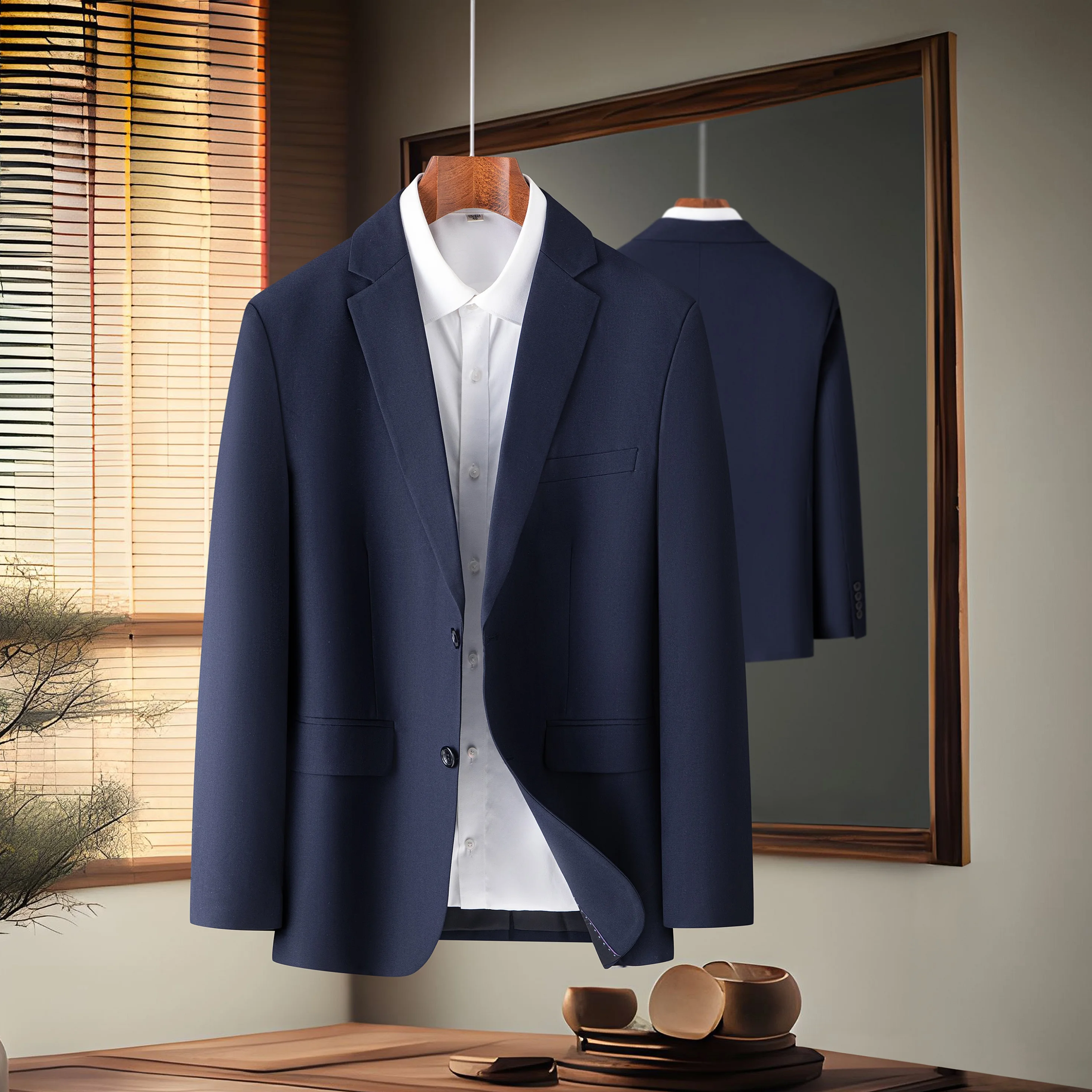 2025 Fine Solid Color Business Fashion Matching Handsome Trend Work Leisure Matching Single Suit Coat Gray, Black, Navy Blue