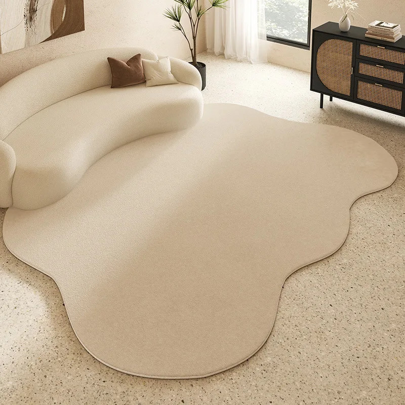 

Cream Style Carpets for Living Room Irregular Shapes Bedroom Decor Soft Carpet Fluffy Plush Bedside Rug Washable Study Floor Mat