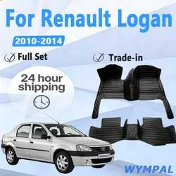 Custom Automotive Car Floor Mats For Renault Logan 2010 2011 2013 2014 2014 Auto Luxury Leather Men Women Car Mats Full Coverage