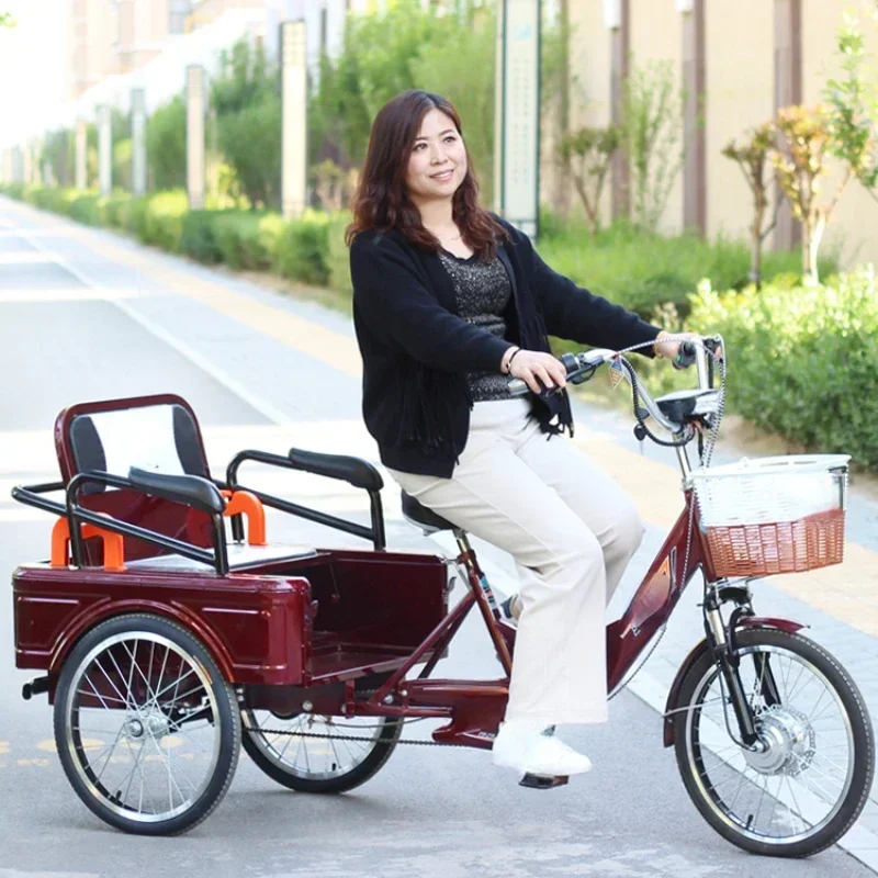 Pedal tricycle, adult electric power assisted pedal scooter, manual exercise, passenger and freight dual purpose bicycle