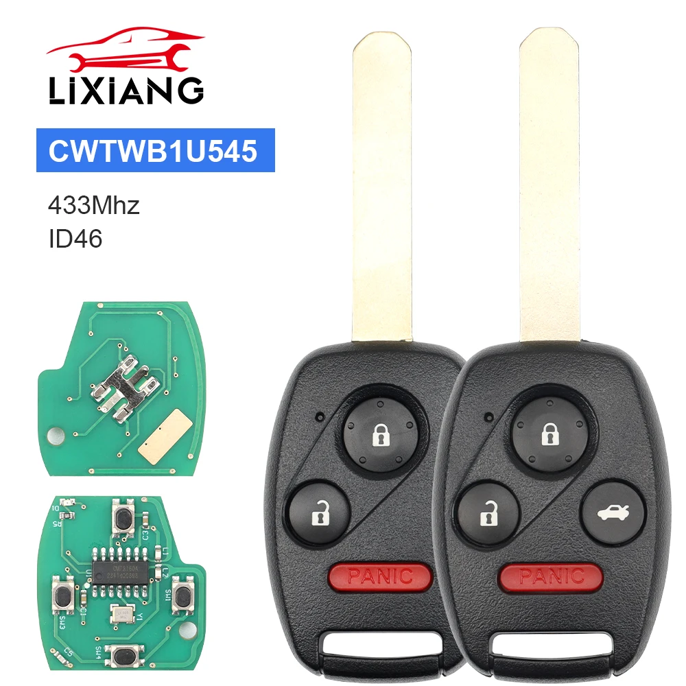 

LIXIANG CWTWB1U545 ID46 433MHz 2+1/3+1Buttons Replacement Car Remote Key For Honda Ponit 2005 2006 2007 2008