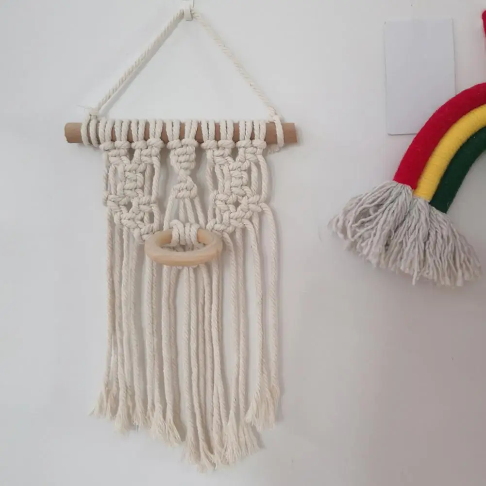 Layered Textured Wall Hanging Stable Structure Woven Decor Boho Braided Tapestry Wall Hanging Geometric Knotted for Bedroom