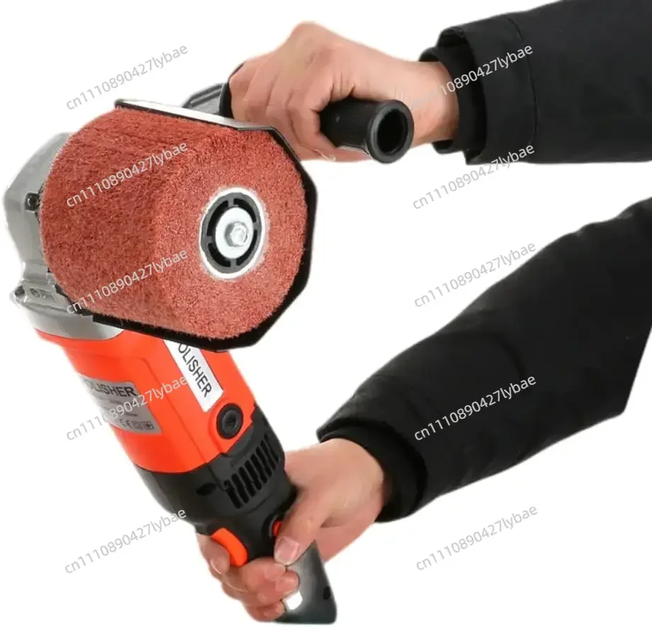 Burnishing Polishing Machine Handheld Wheel Polisher Sander Wire Drawing Machine for Steel Metal Wood 110V 1400W 8 Speed Adjust