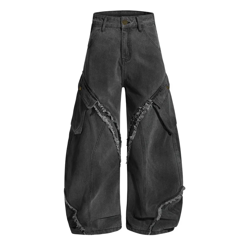 ヴィンテージヒップホップルーズカジュアルジーンズパンツウォッシュハラジュストリートデニムトラウザーズ男性用