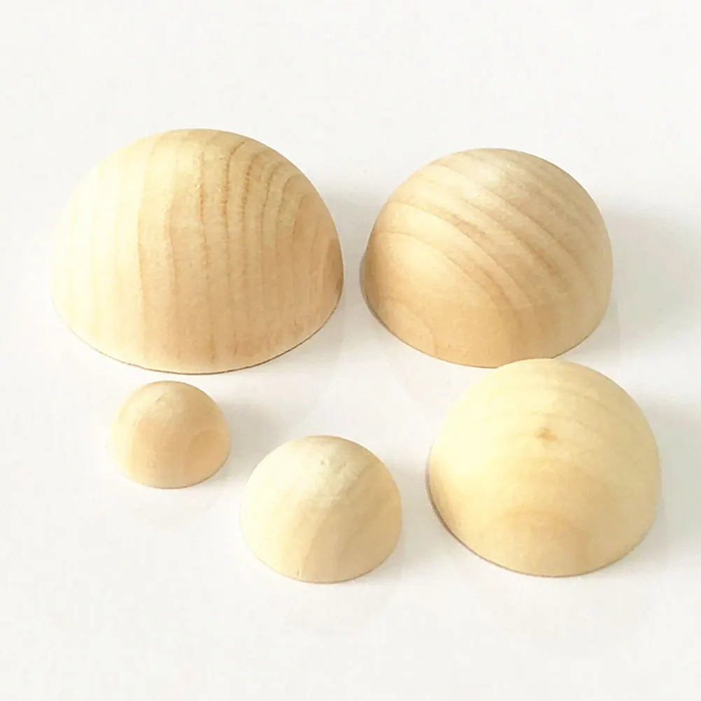 

100 pcs Half Wooden Balls 15Mm 20Mm Unfinished Mini Hemisphere Thicken Craft Beads For Diy Painting Carving Home Decor Wall