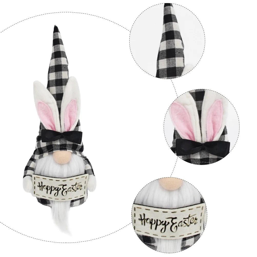 

Rabbit Ear Gnome Door Stop Decor 1 Pc Cute Easter Cloth Craft Adornment for Home Office Holiday Table Miniature Model Fine