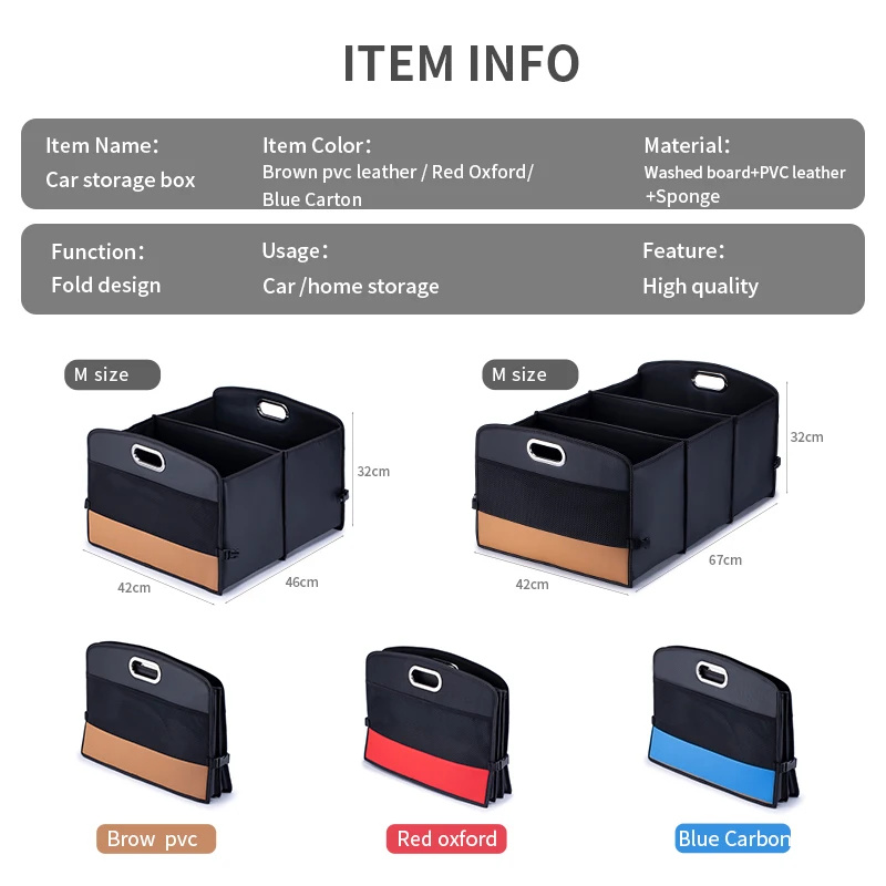Hochwertige faltbare Kofferraum-Organizer-Aufbewahrungsbox, waschbar, ordentlich H605