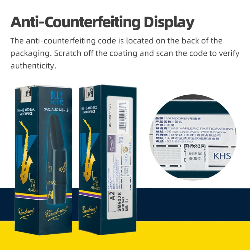 Французский импортный мундштук Vandoren Eb Key, альт-саксофон, мундштук с синим слоном A45, бакелитовый мундштук Vandoren A28