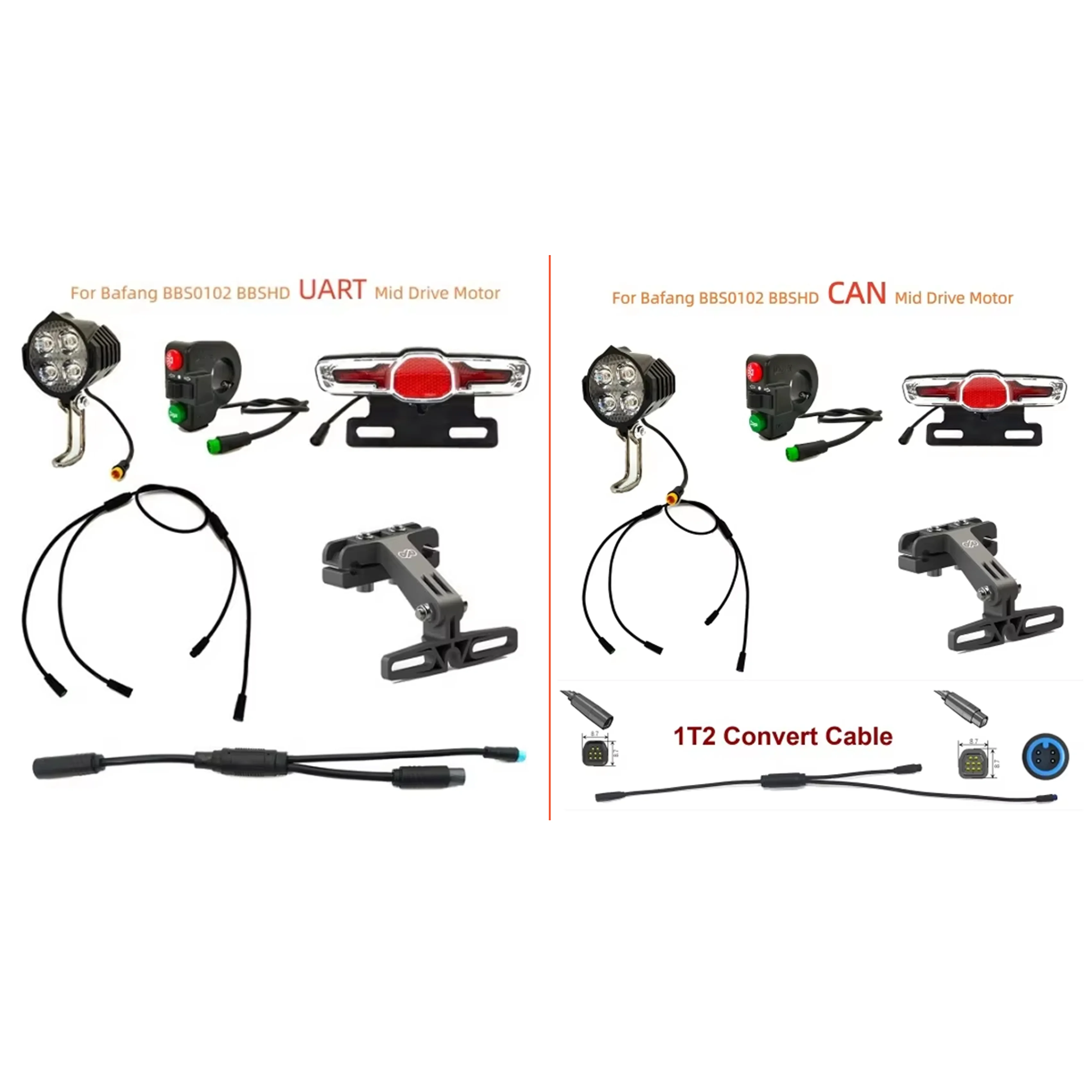 

Передний фонарь, задний фонарь, стоп-сигнал, указатель поворота, водонепроницаемый кабель для электровелосипеда, для двигателя Bafang BBSHD BBS0102 с интерфейсом CAN или UART.