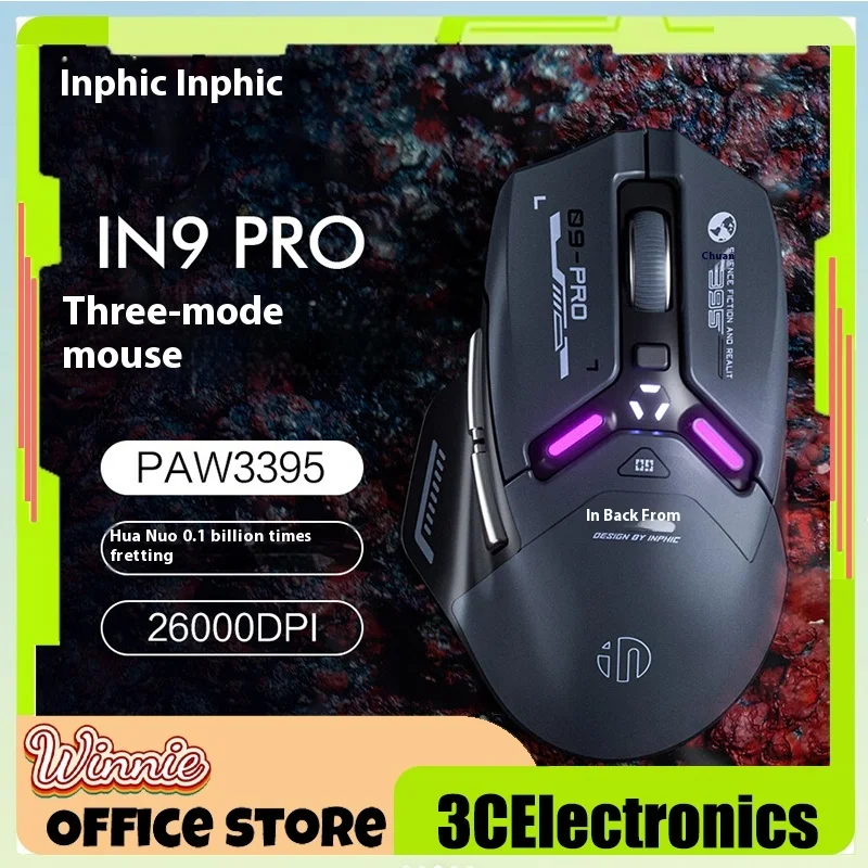 Inphic In9 Pro Bluetooth Mouse Rechargeable 2.4g Wireless 26000dpi Rgb Artificial Sports Gaming Office Mouse Accessories