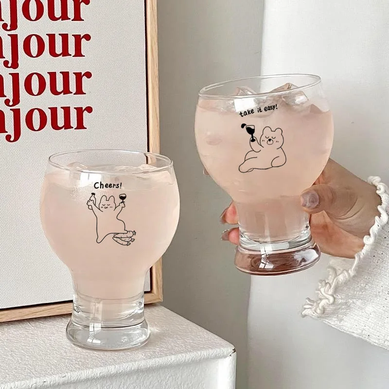 

Мультяшные очки Ins, ценные пивные чашки, домашняя чашка для кошек, щенков, домашняя чашка на высоких ножках, кружка для сока, напитков, бутылка для воды, 240 мл