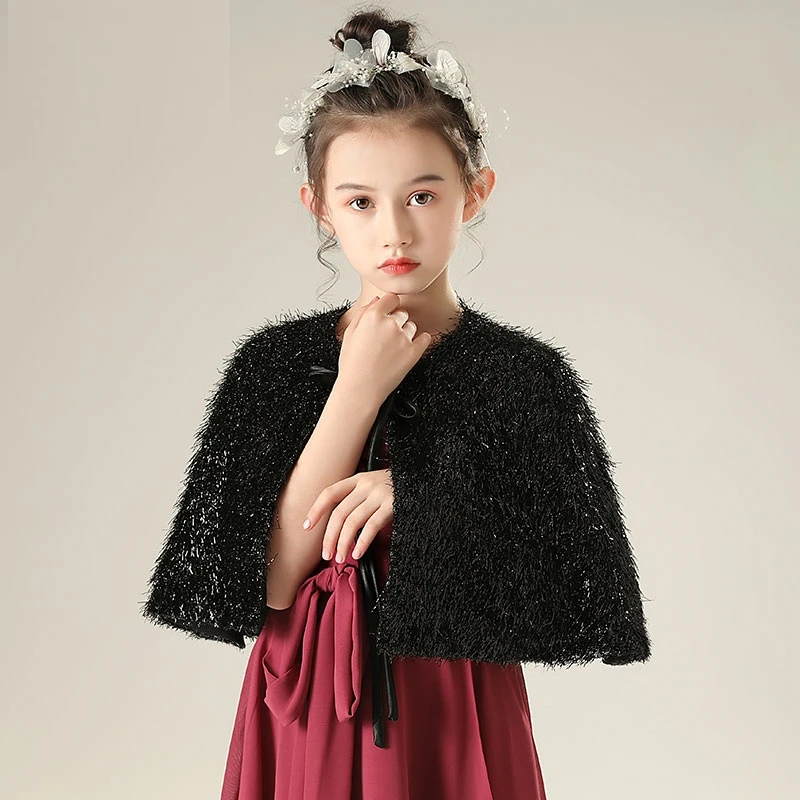 Robe pour enfants de Style européen et américain avec Cape, manteau chaud rouge et noir, Long châle de mariage