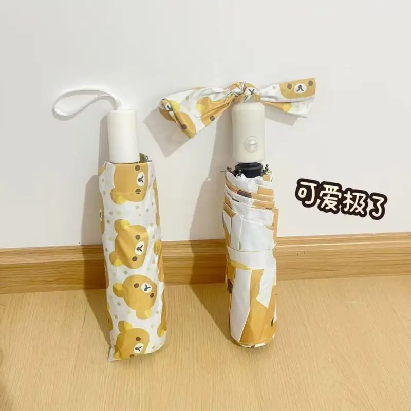 Rilakkuma Parasol Umbrella New Anime Relax Bear Beach Umbrellas Summer Outdoors Sunscreen Ultraviolet-Proof Fold Rain Gear Gift