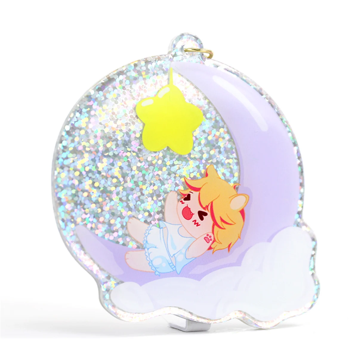 Cute Factory 3D Glitter Fluid UV Printing Custom Design Badge Key Chain Acrylic Charm Mobile Phone Accessible Anime Cartoon