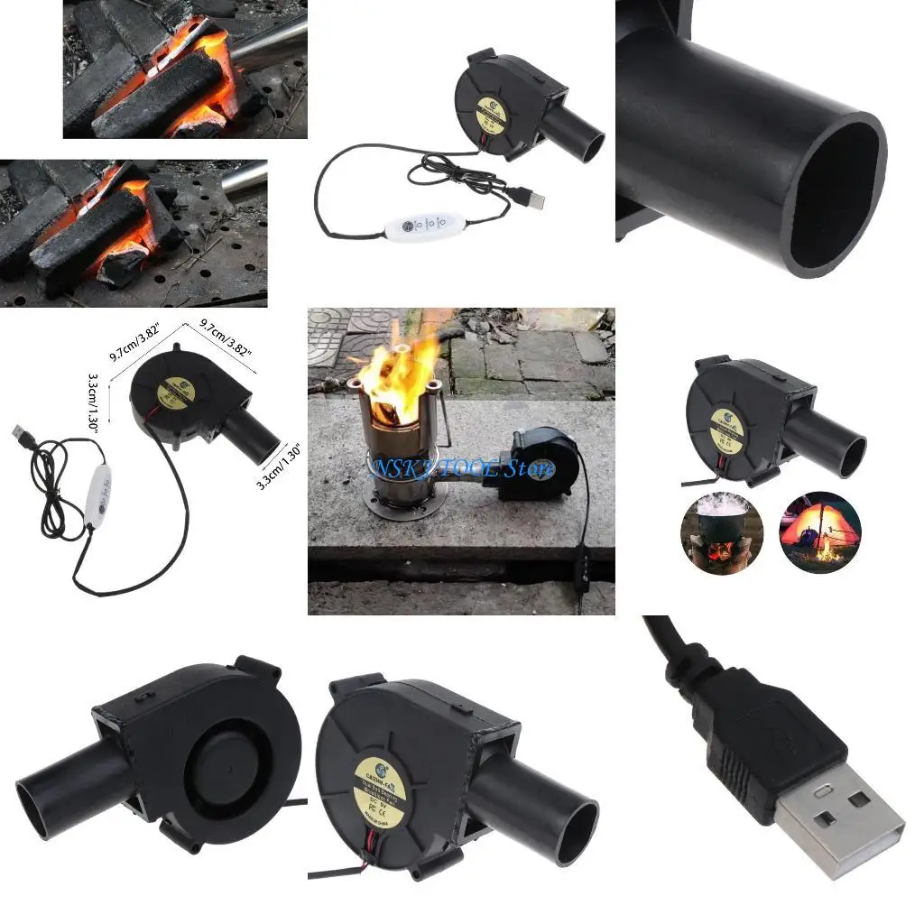 

L8RC 9733 97mm Outdoor Barbecue Fan Adjuatable Electric Air Blower for Picnic Camping