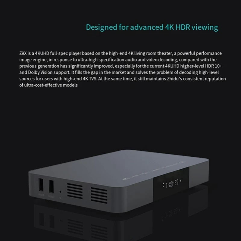 Z9X PRO Network HD 4K Player Dolby Vision Multifunction Convenient Portable RTD1619 Hard Disk Player Easy Install US Plug