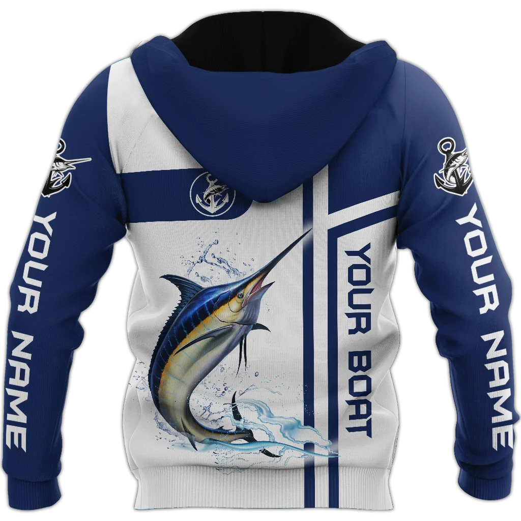 Custom name Marlin fishing Catch and Release 3D Printed Men's Hoodie & Sweatshirt Unisex Zip Hoodies Casual Tracksuits KJ878