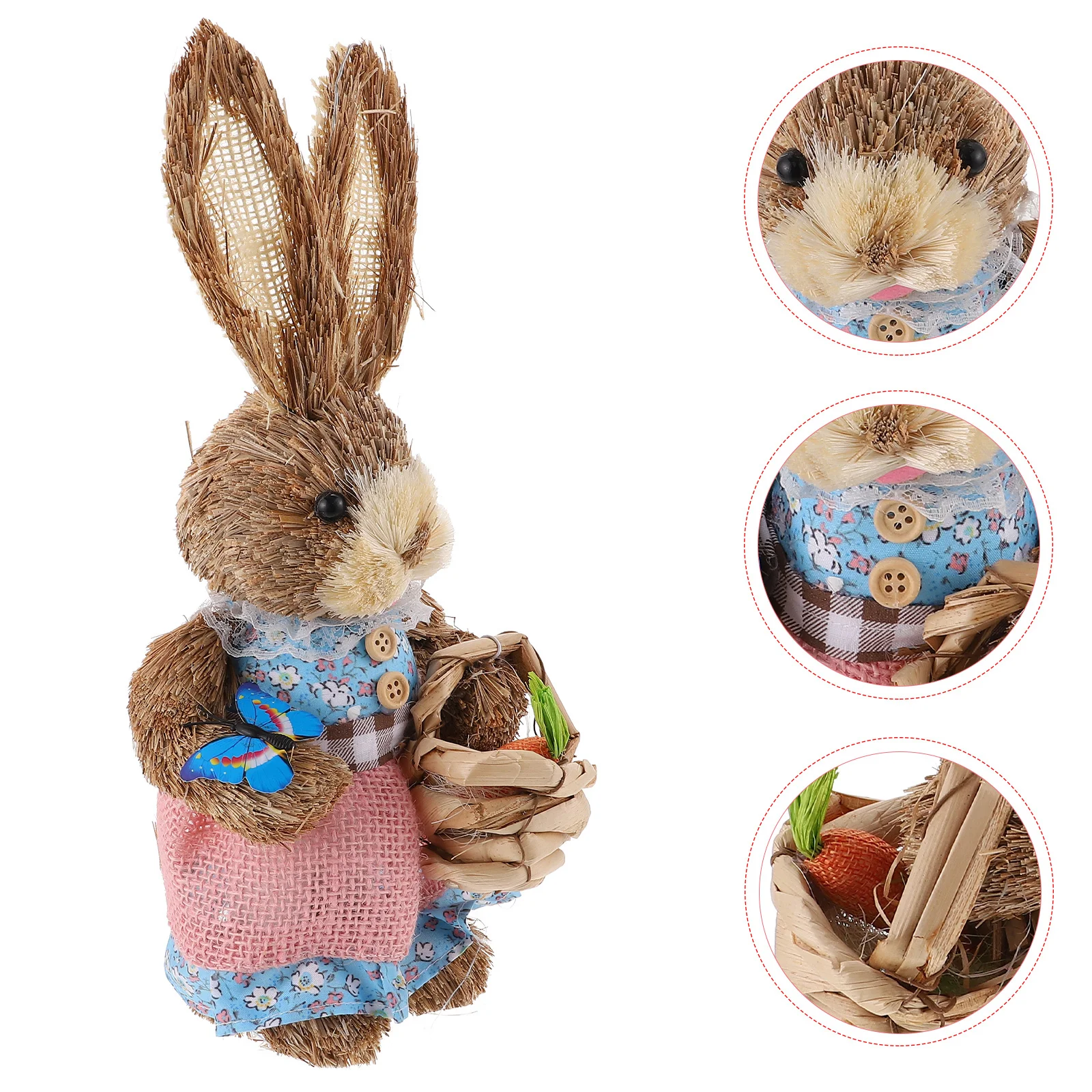 

Easter Straw Bunny Ornament Artistic Natural Straw Rabbit Decoration Perfect for Home Easter Party Decoration Bunny Statue